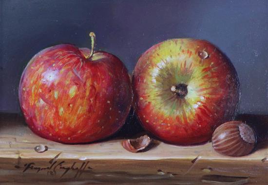 Raymond Campbell (20th C.) Still life of apples, 5 x 7in.